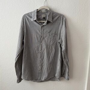 J. Crew Men's grey and White Checkered Shirt